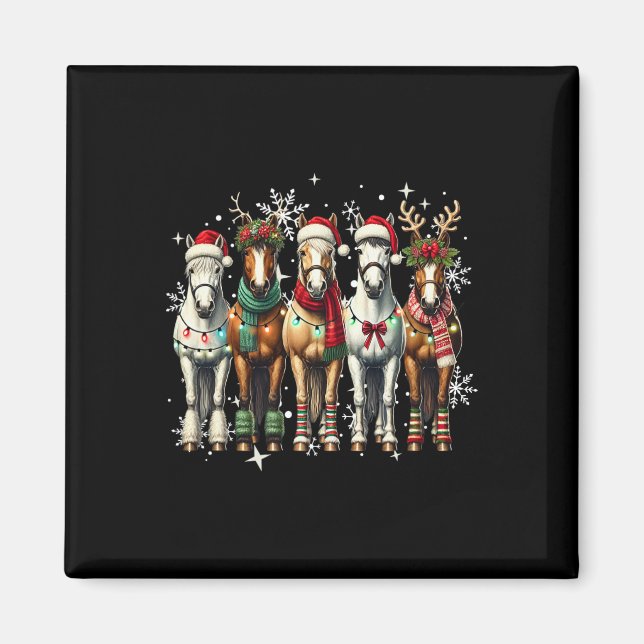 Imán Regalos De Navidades De Caballos Para Amantes De C (Frente)