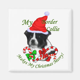 Imán Regalos de Navidades de Collie Fronterizo