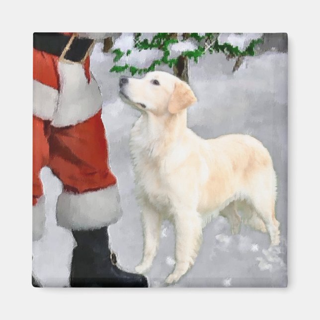 Imán Regalos de Navidades de Golden Retriever (Frente)