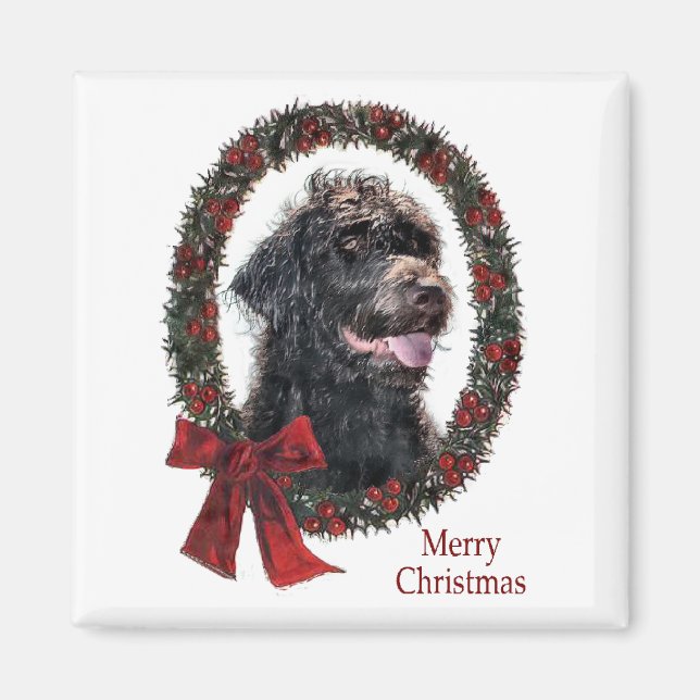 Imán Regalos de Navidades de Labradoodle (Frente)