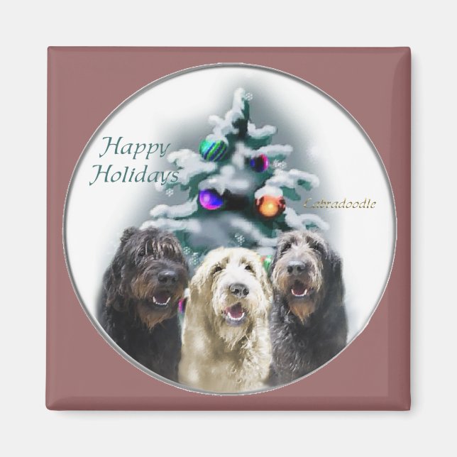 Imán Regalos de Navidades de Labradoodle (Frente)