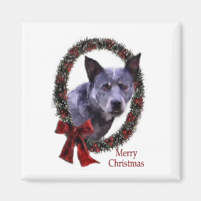 Imán Regalos de Navidades de perro de ganado de Austral (Frente)