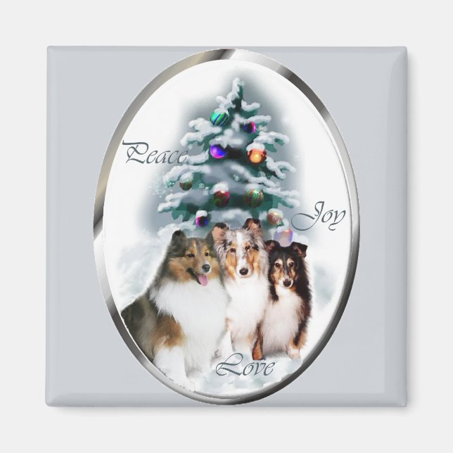 Imán Regalos de Navidades de Sheepdog de Shetland (Frente)