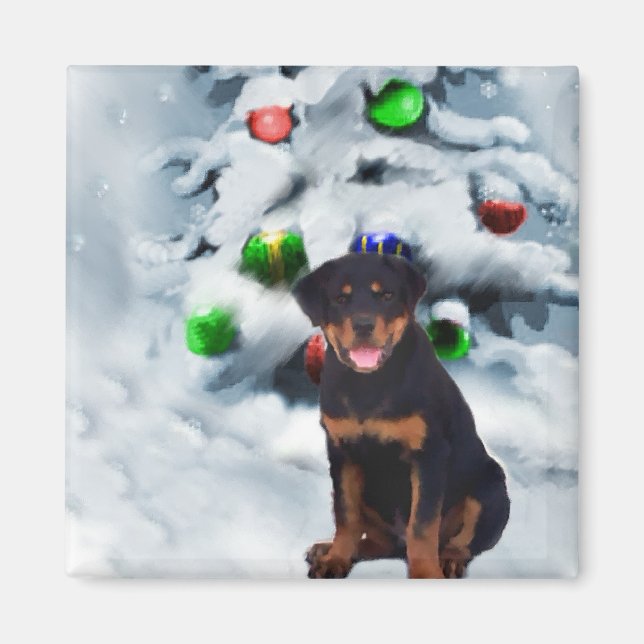 Imán Regalos de Navidades Rottweiler (Frente)