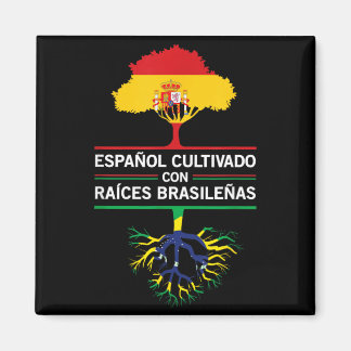 Imán Regalos de patrimonio con banderas de España y Bra