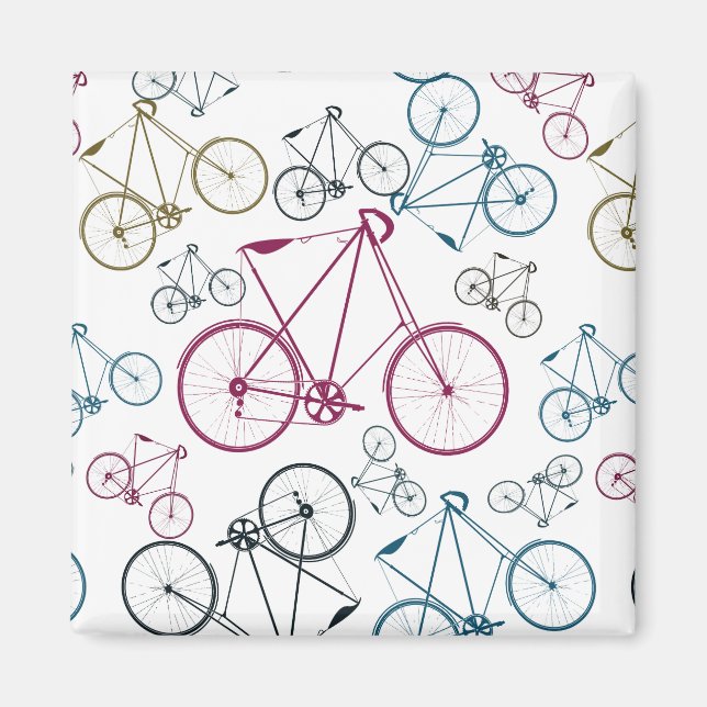 Imán Regalos de patrones de bicicletas de época para ci (Frente)