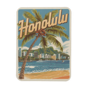 Imán Regalos de playa tropical de Honululu, Hawaii