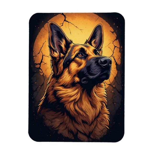 Imán 🐾 Regalos de retrato de perro pastor alemán 🐾 (Vertical)