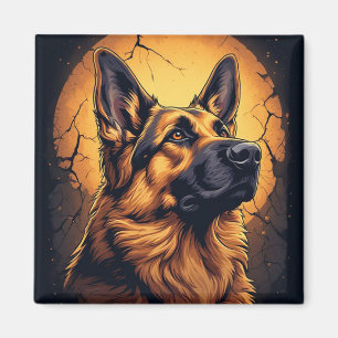 Imán 🐾 Regalos de retrato de perro pastor alemán 🐾