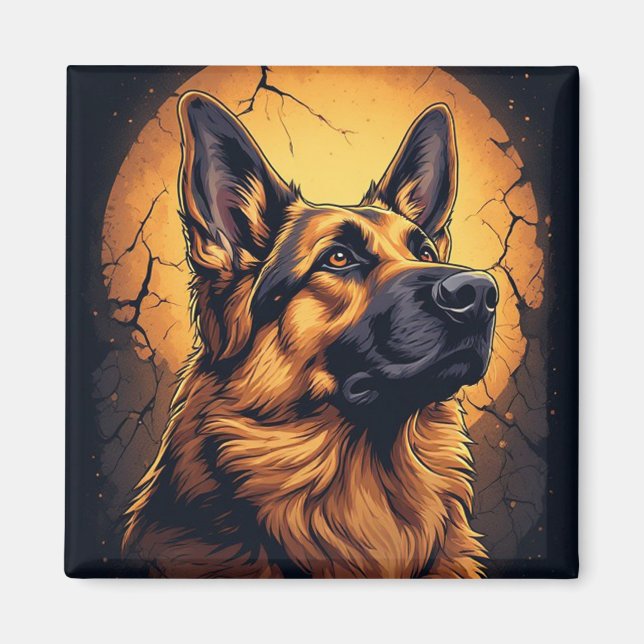 Imán 🐾 Regalos de retrato de perro pastor alemán 🐾 (Frente)