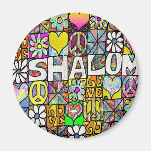 Imán Regalos de ropa de shalom LOVE psicodélicos de los