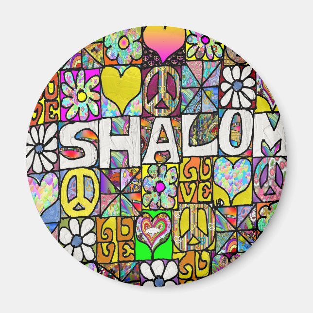 Imán Regalos de ropa de shalom LOVE psicodélicos de los (Frente)