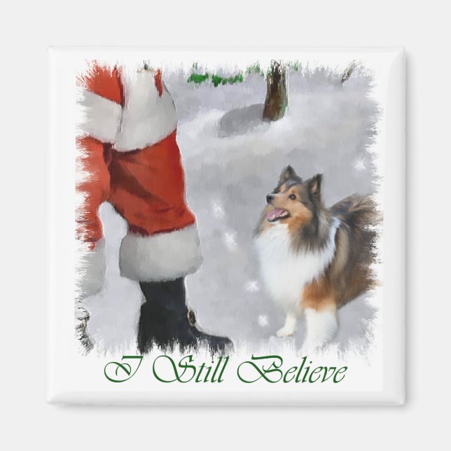 Imán Regalos de Shetland Sheepdog Sheltie Navidades (Frente)