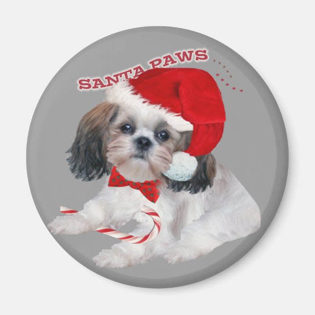 Imán Regalos de Shih Tzu Santa Paws (Frente)