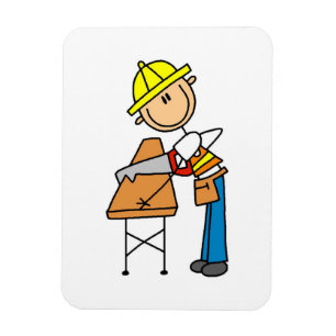 Imán Regalos de trabajador de construcción aserrando ma