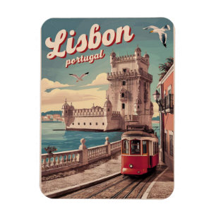 Imán Regalos de tranvía de viaje vintage lisboa portuga