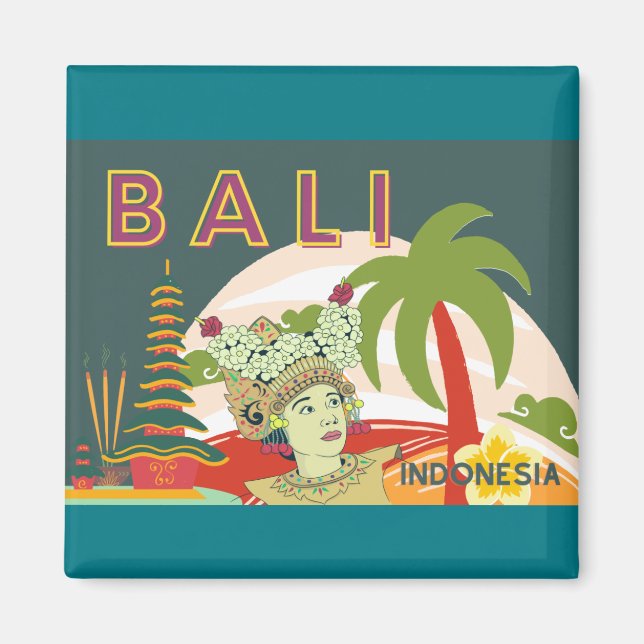 Imán Regalos de vacaciones de bailarín de Bali (Frente)