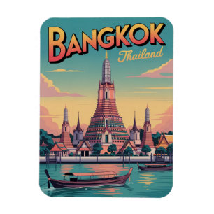 Imán Regalos de viaje Bangkok retro ciudad Wat Aru Tail