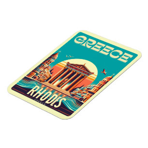 Imán Regalos de viaje de vacaciones a Retro Rhodes City