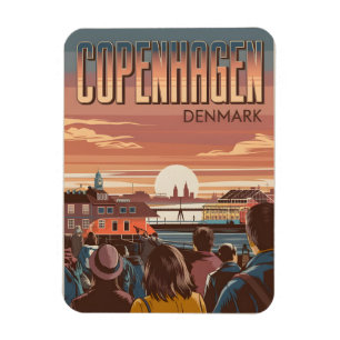 Imán Regalos de viaje vintage Copenhague turistas atard