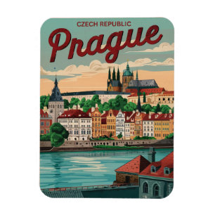 Imán regalos de viaje vintage de Praga ciudad República