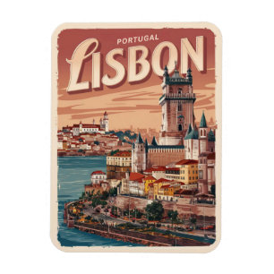 Imán Regalos de viaje vintage lisboa portugal castillo