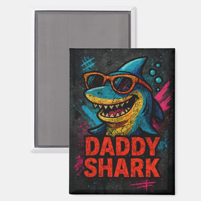 Imán Regalos del Día del Padre del Tiburón Papi (Anverso/Reverso)