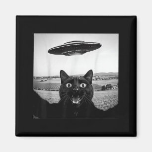 Imán Regalos Divertidos Gato Negro Selfie Ovni Alien Pa