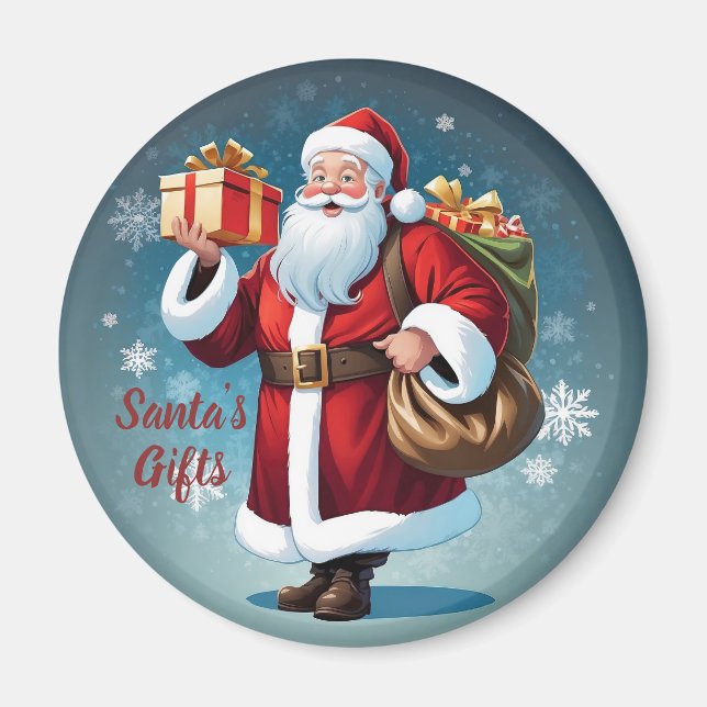 Imán Regalos Navideños de Santa Festivo (Frente)