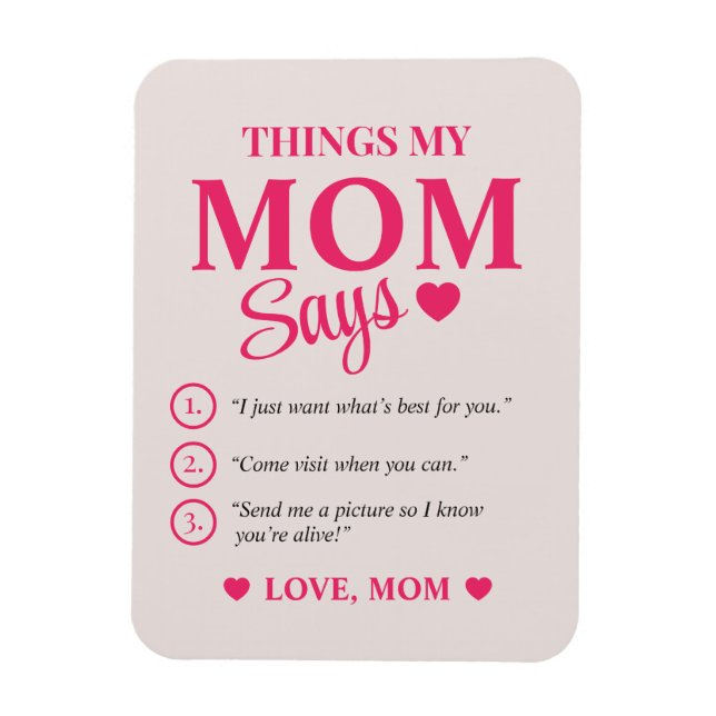 Imán Regalos Personalizados para Mamá Con Frases que Di (Vertical)