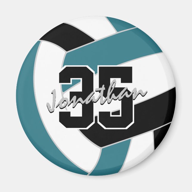 Imán Regalos verde azulados del equipo de voleibol negr (Frente)