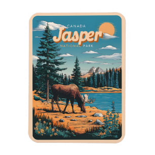 Imán Regalos vintage de Jasper National Park alberta ca