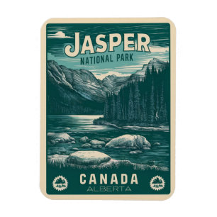 Imán Regalos vintage de Jasper National Park alberta ca