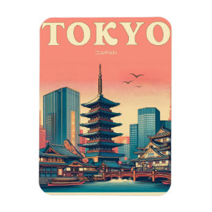 Imán Regalos vintage de viaje Tokio Japón