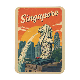 Imán Regalos vintage Singapur La mascota del Merlion