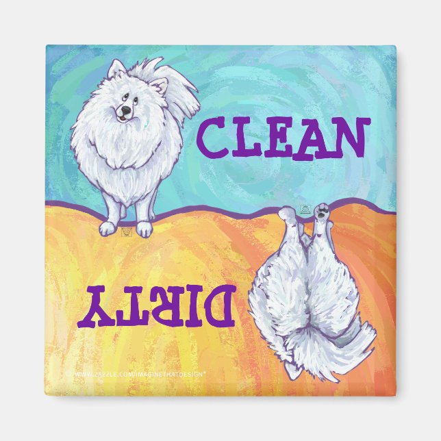 Imán Regalos y accesorios de Pomerania Blanca (Frente)