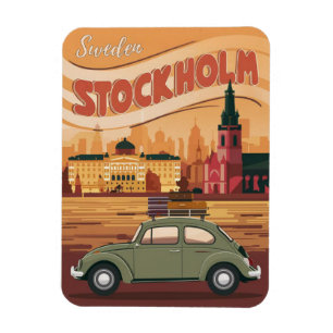 Imán regalos y souvenirs de viaje vintage de estocolmo