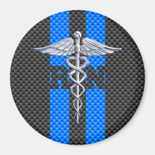 Imán Registered Nurse RN Caduceus Carbon Fiber Stripes