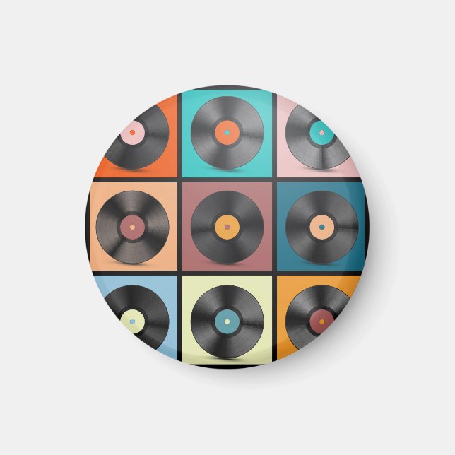 Imán Registros de vinilo: retro conjunto LP. (Frente)