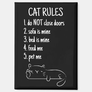 Imán Reglas Divertidas de Gatos para Dueños de Gatos Hu