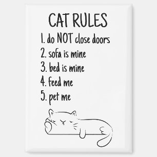 Imán Reglas Divertidas de Gatos para Dueños de Gatos Hu