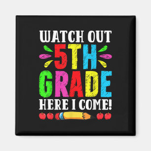 Imán Regreso a la Escuela Cuidado 5to Grado Aquí Vengo 