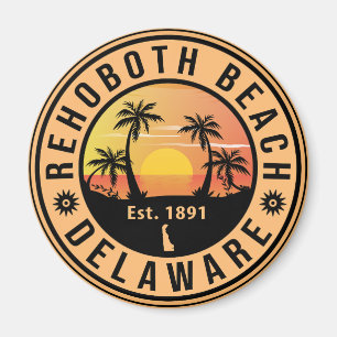 Imán Rehoboth Beach Delaware Retro Sunset Souvenirs