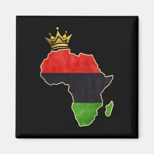 Imán Reina Africana Americana Pan Afro Mapa Bandera Neg
