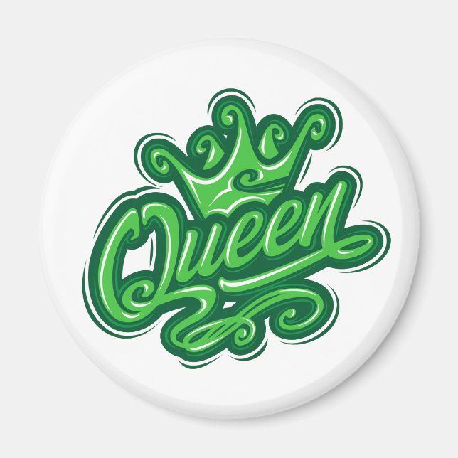 Imán Reina con corona, diseño de tipografía (Frente)