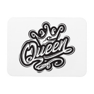 Imán Reina con corona, diseño de tipografía