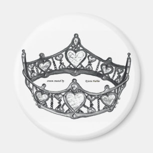 Imán Reina Corazón Monotone Plata Corona Tiara blanco
