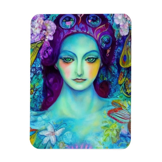Imán Reina de hadas encantada con mariposas (Vertical)