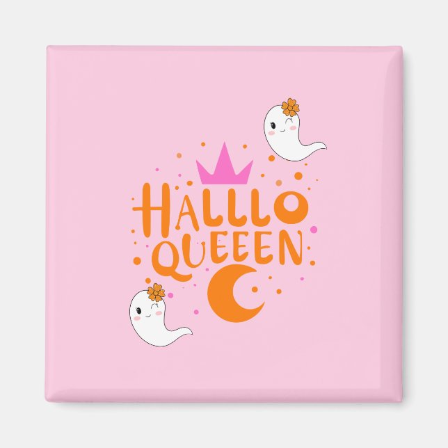 Imán Reina de Halloween, Halloqueen, arte de Halloween  (Frente)