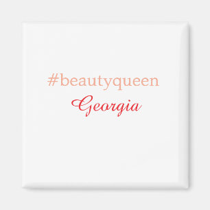Imán Reina de la belleza hashtag rojo claro agregar nom